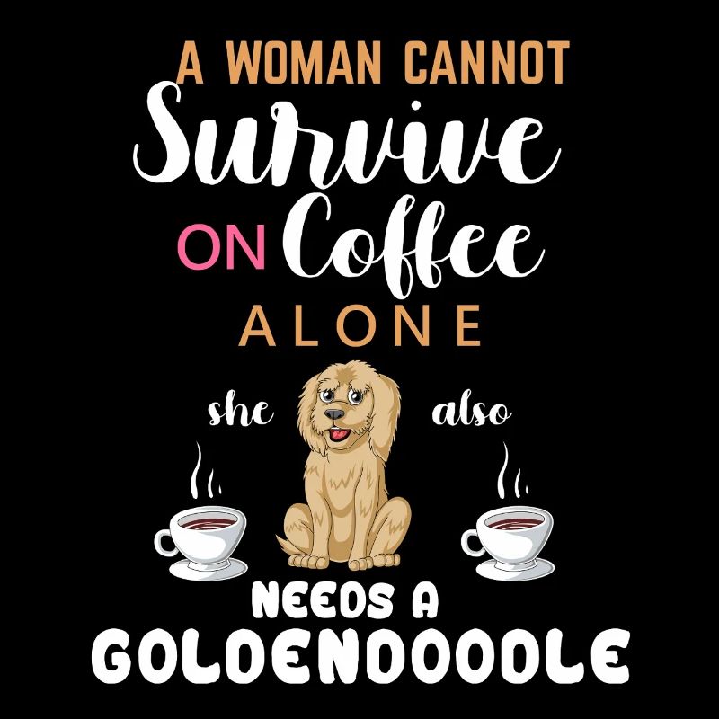 Femme aimant le café avec une citation de doodle doré