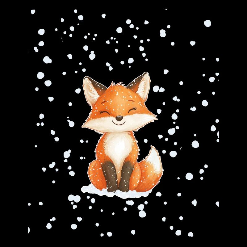 Fuchs mit Schneeflocken