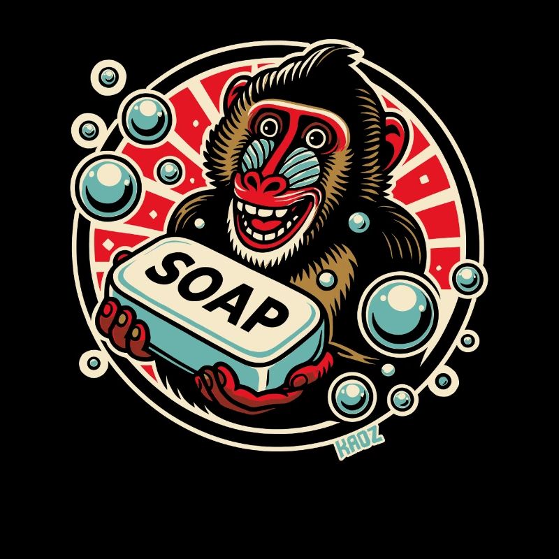 Mandrill Affe mit Seife