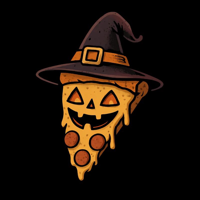 Pizza à la citrouille avec chapeau de sorcière