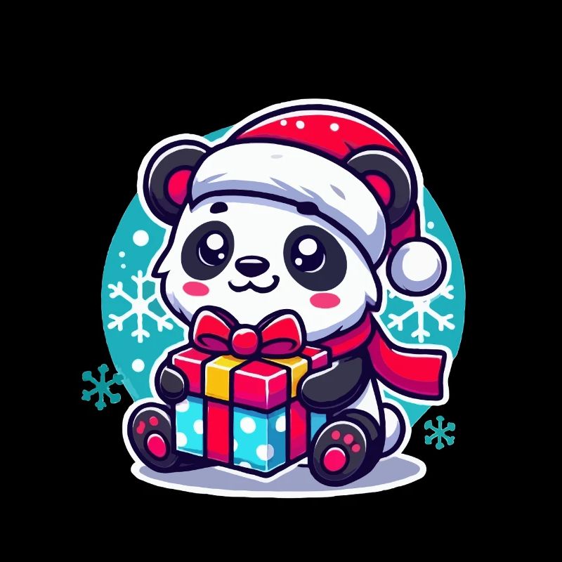 Panda Santa Gift Motif