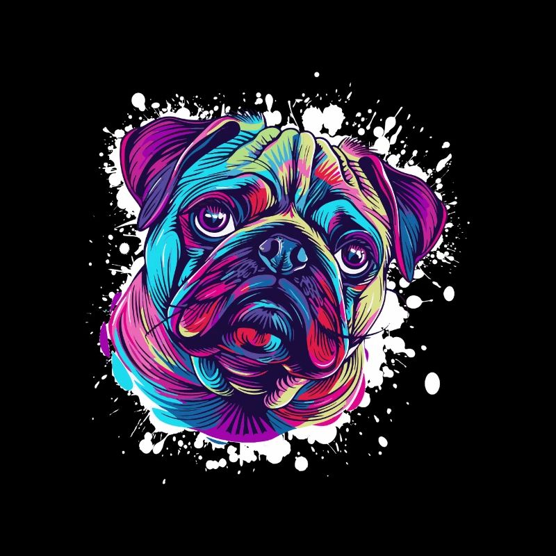 Neon Pug Portrait Color Explosion