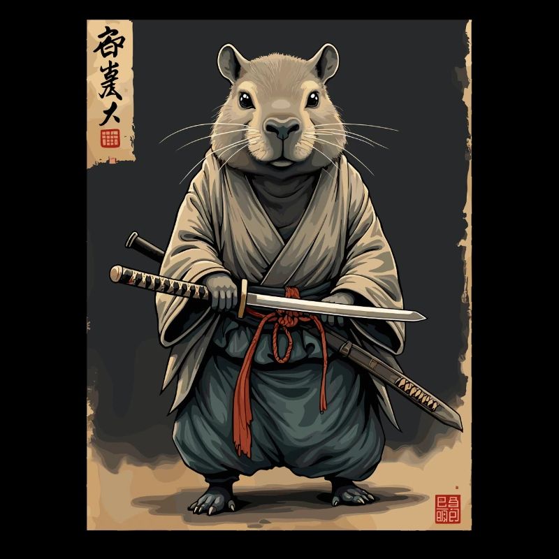 Cappibara-Samurai mit Katana