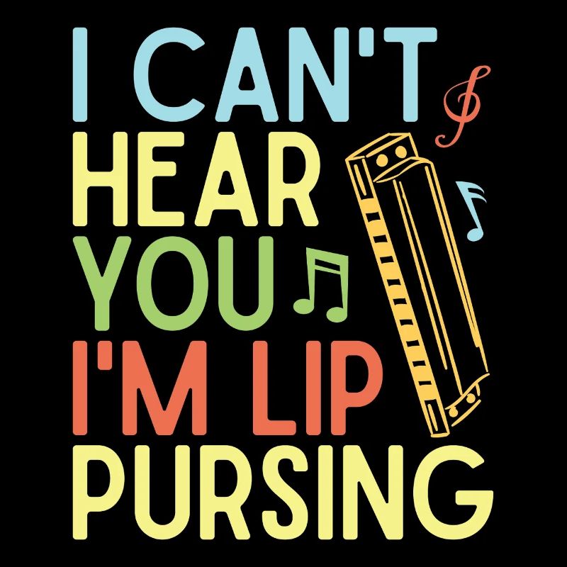 Funny Harmonica Player Lip Pursing Harmonica