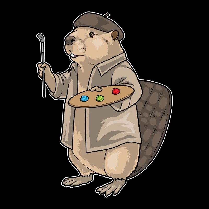 Beaver Painter Brush Painting