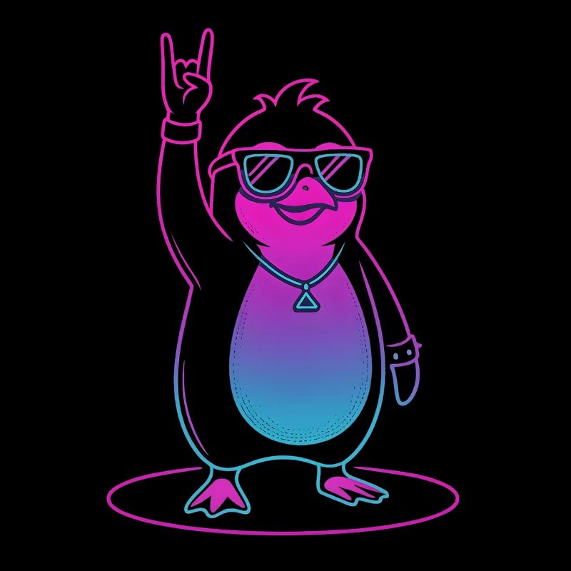Cooler Rock Pinguin mit Sonnenbrille