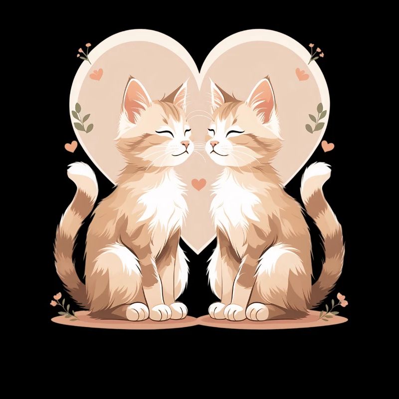 Duo de chats dans le cœur