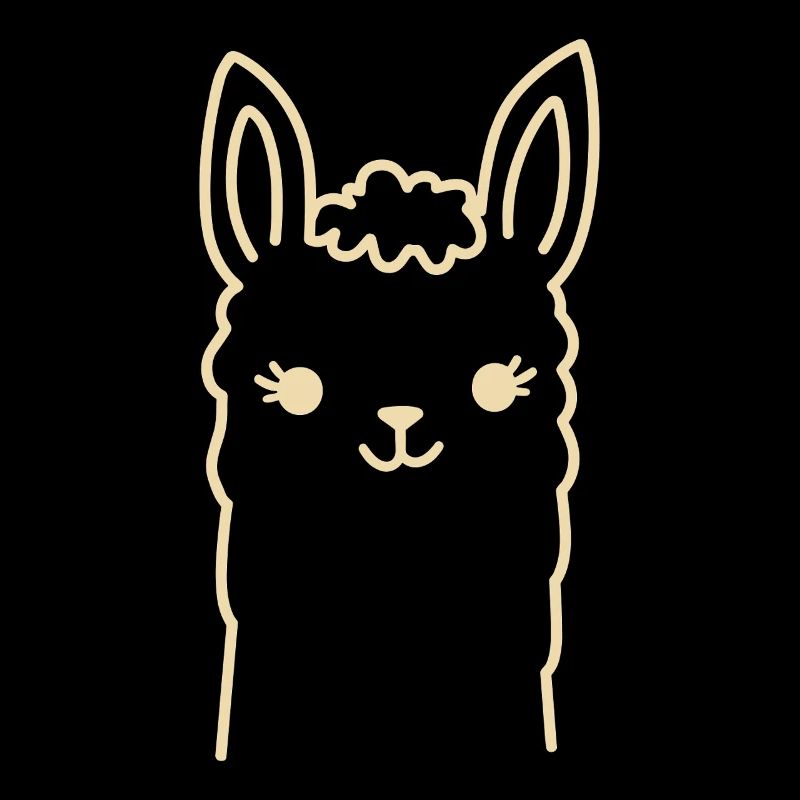 Süßes Alpaka Llama Kopf Line Art