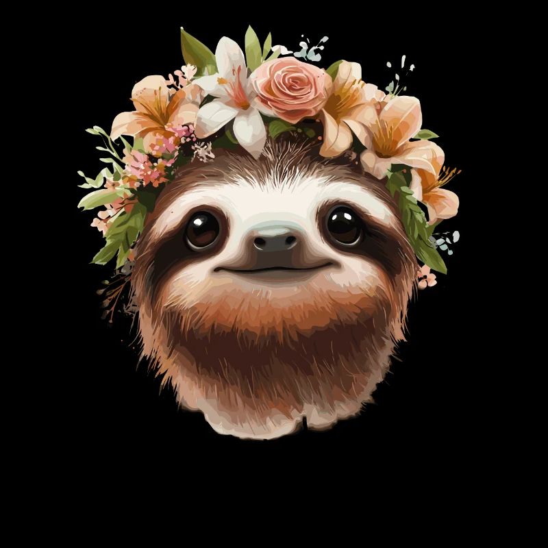 Flower Wreath Sloth Portrait