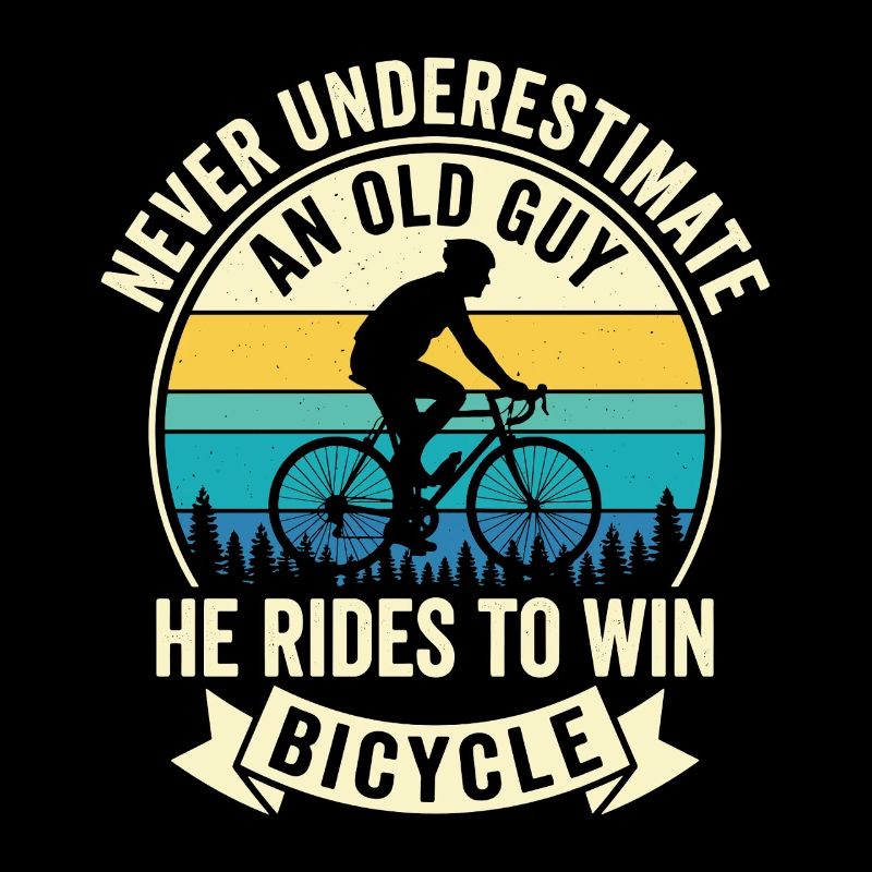 Never Underestimate Old Guy Bicycle Motif