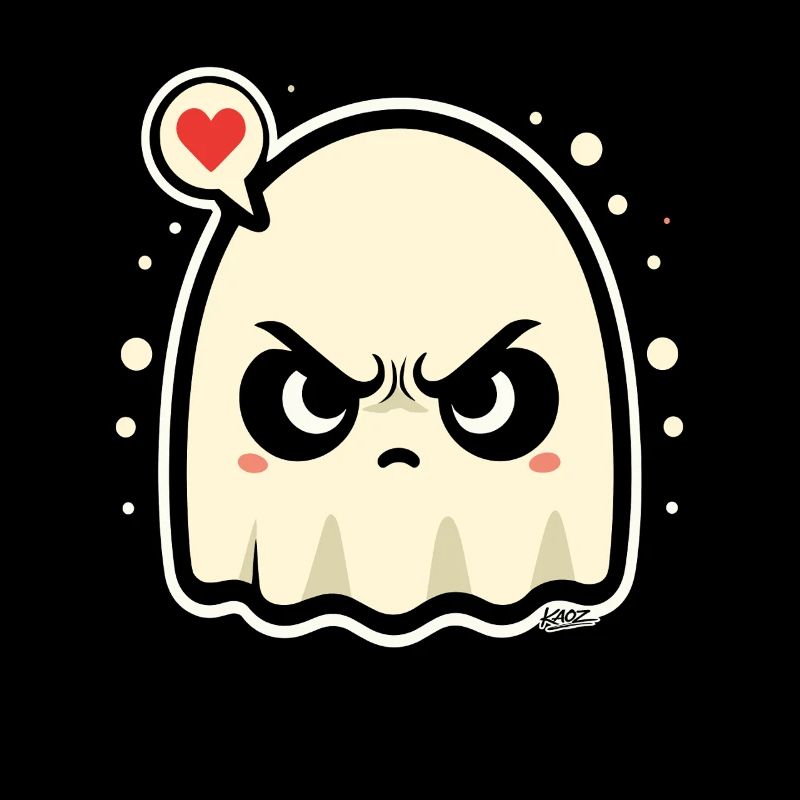 Angry Ghost with Heart Speech Bubble