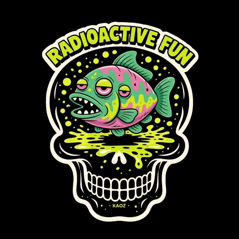 Radioactive Fish Skull Neon Print