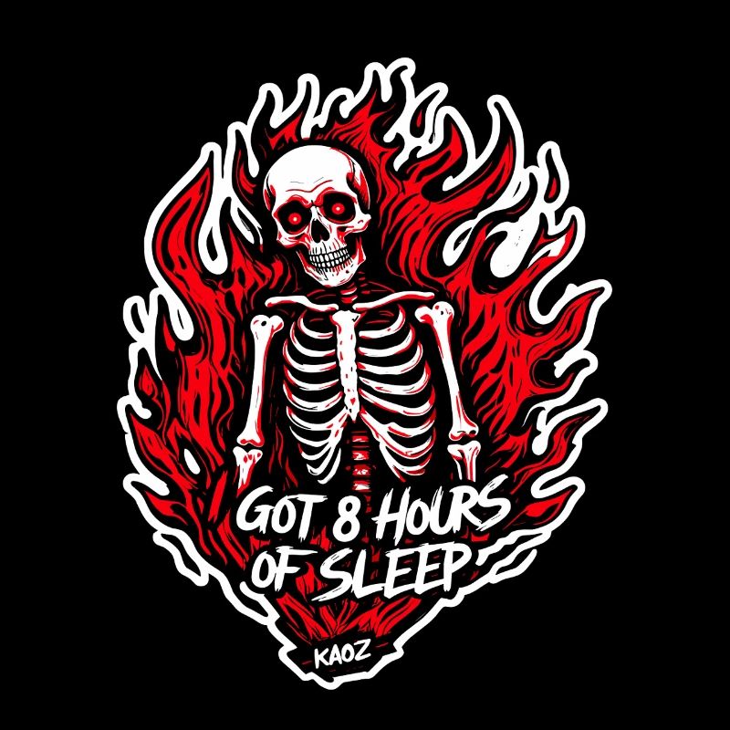 Squelette de feu avec 8 heures de sommeil