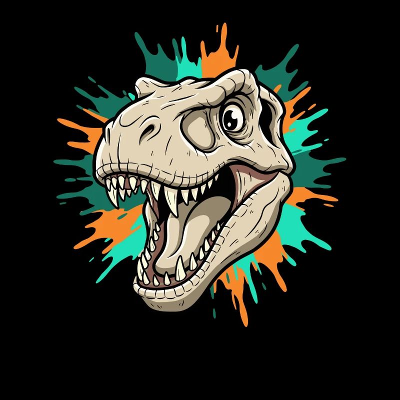 T-Rex Kopf mit Farbspritzern