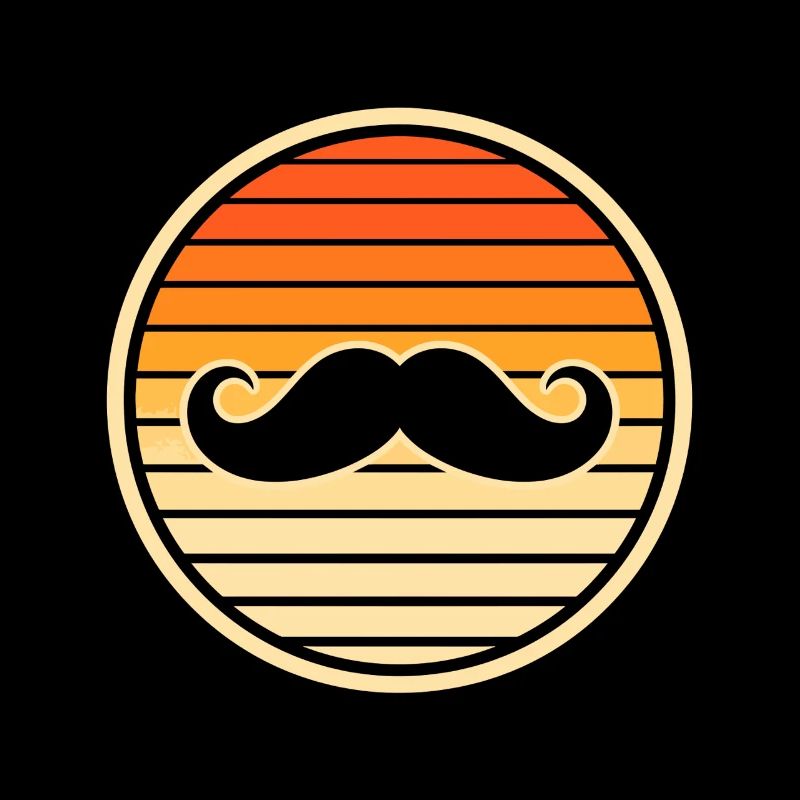 Retro Trendy Mustache Sunset Hipster