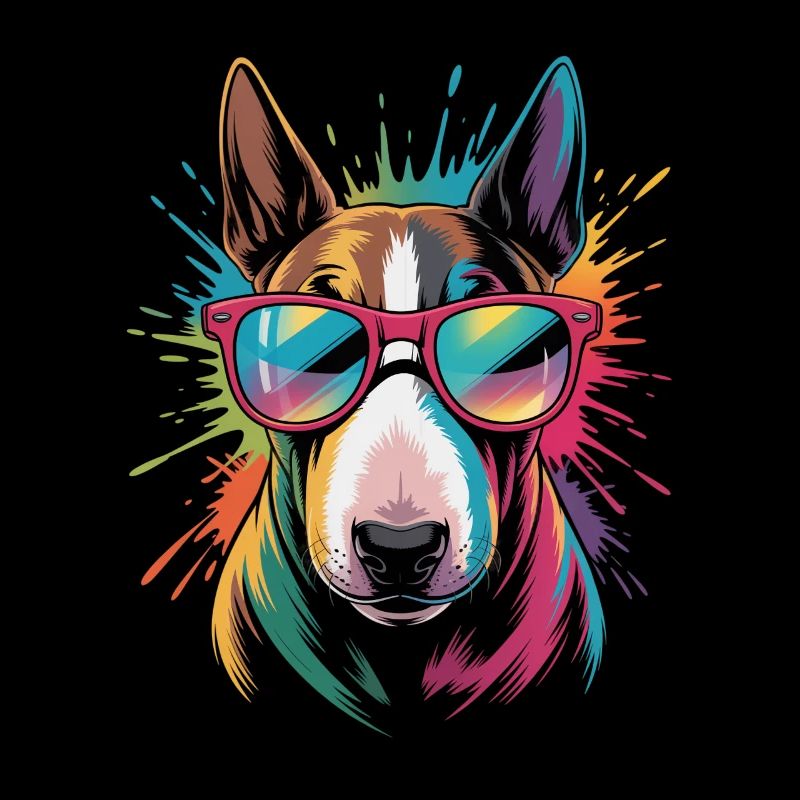 Bunter Bullterrier Wasserfarben Spritzer Graffiti
