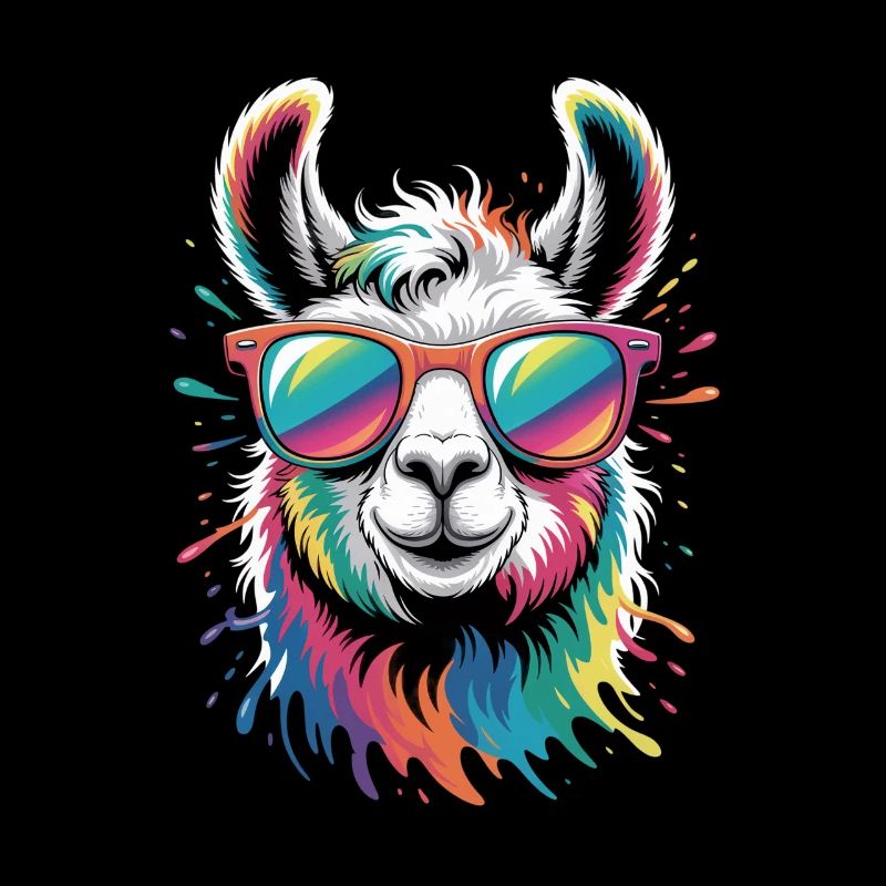 Buntes Lama Wasserfarben Spritzer