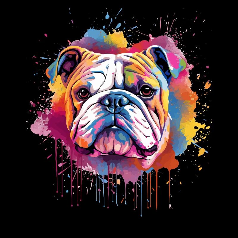 Portrait éclaboussé du Bulldog
