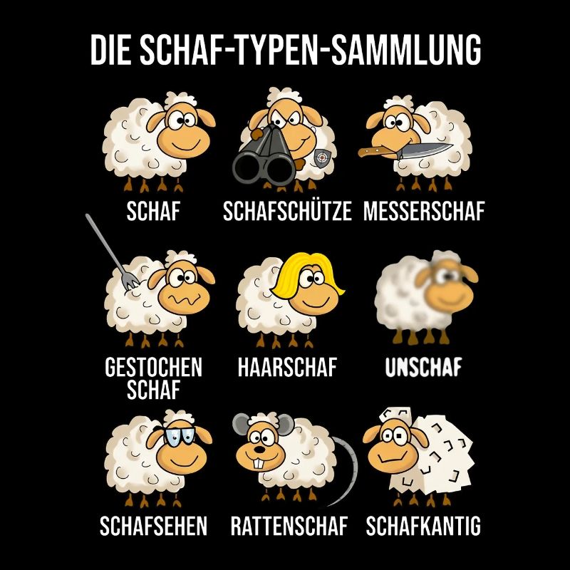 Die Schaf Typen Sammlung Lustiges Wortspiel
