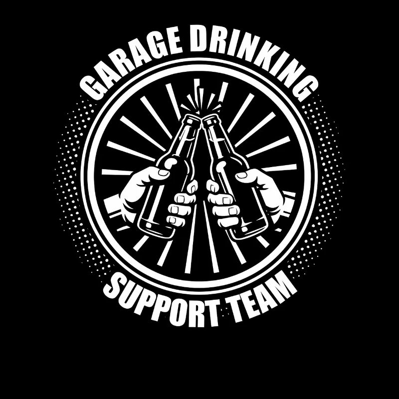Garage drinking support team car guy mechanic