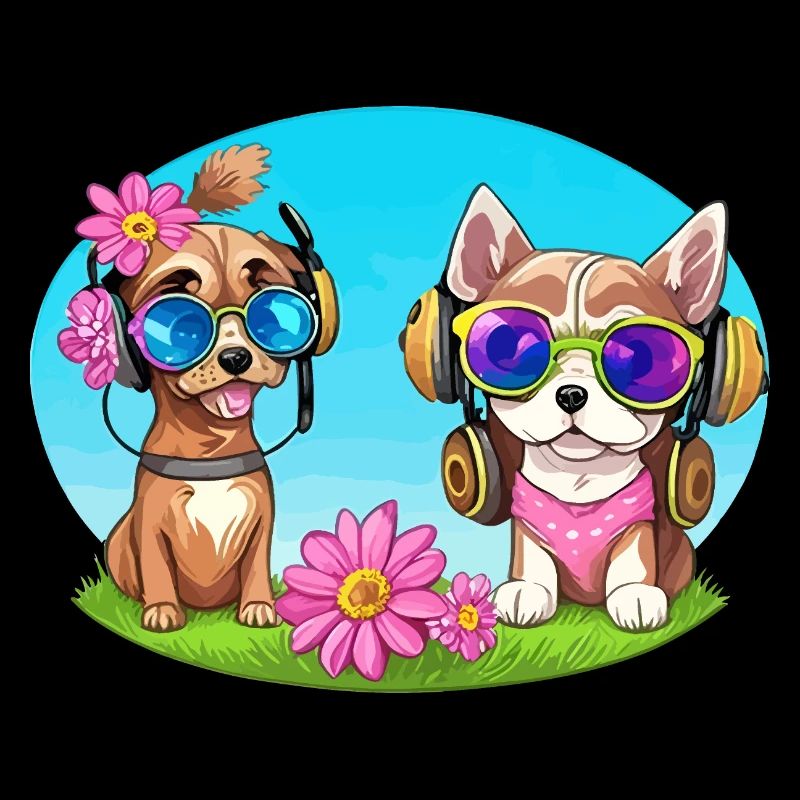Two dog with sunglasses