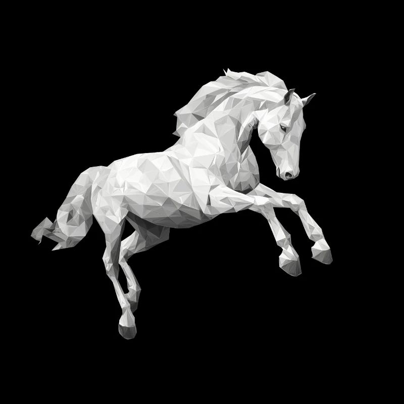 cheval blanc gris Low Poly logo Art Design