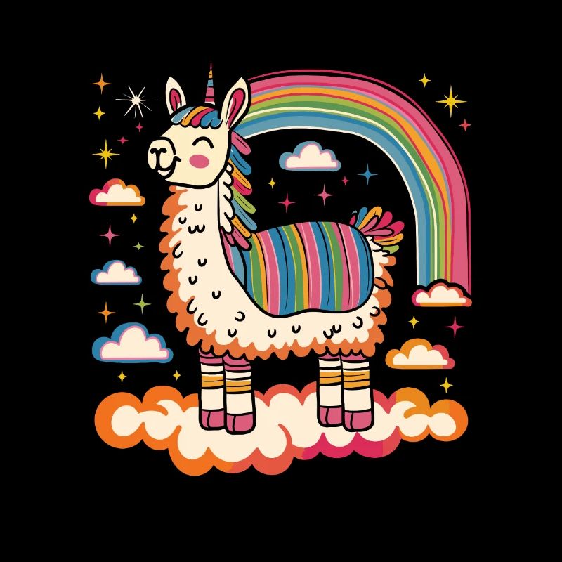 Flippiges Alpaka mit bunten Regenbogen-Streifen