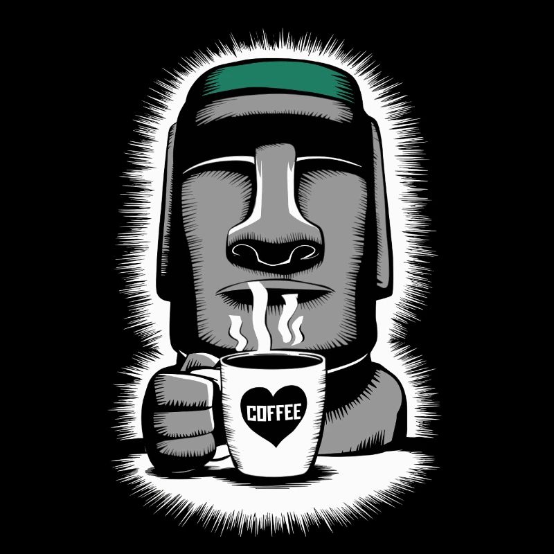 Easter Island Coffee Moai Heart Mug