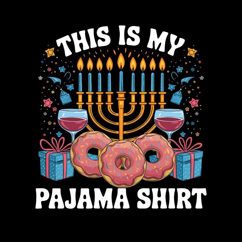 C’est ma chemise de pyjama Hanoukka chandelier design