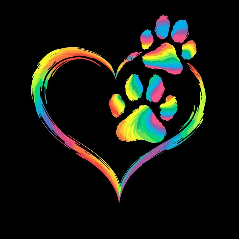 Regenbogen Herz Pfotenabdruck Tierliebe