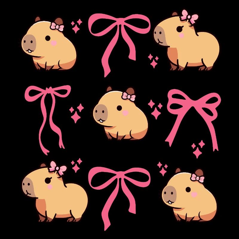 Cute Capybara Pink Bow Capybara