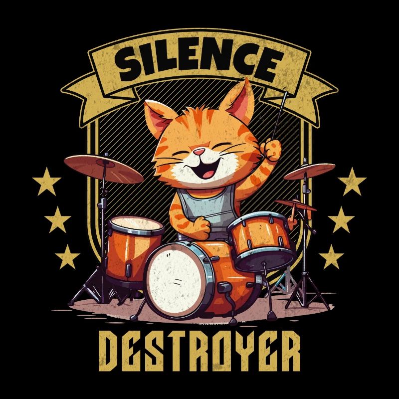 Drums Drums Silence Destroyer Cat Funny