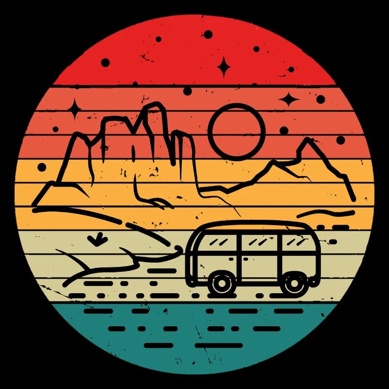 Retro Camper Bus Wohnwagen Vintage Camper Grafik