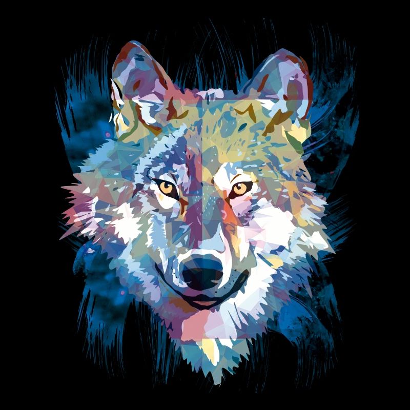 Polygon Wolf - Beautiful grey wolf in blue