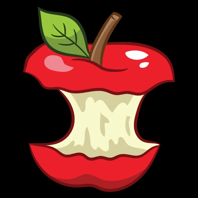 Red apple - bitten off all around, bite trail