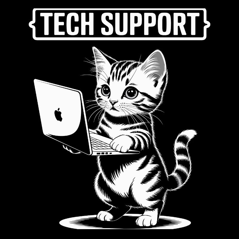 Support technique amusant, chat mignon, informatique ironique