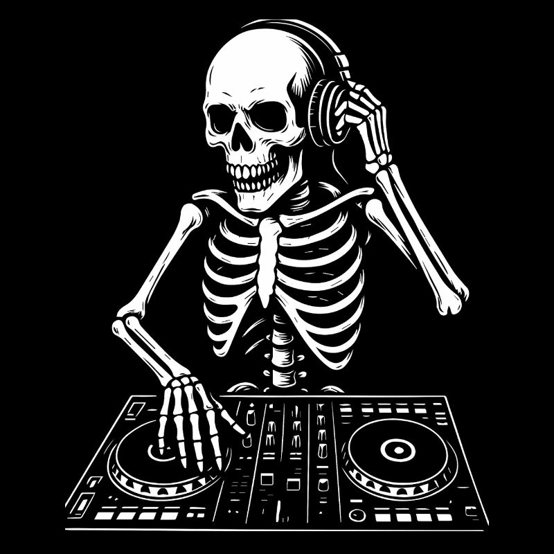 Skeleton DJ on the Deck
