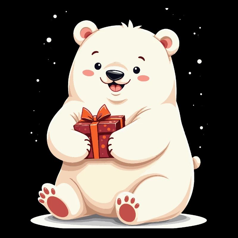 Niedlicher Eisbär mit Geschenkillustration