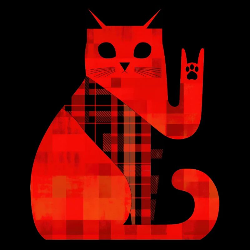 Rote Katze Karo Muster Modern