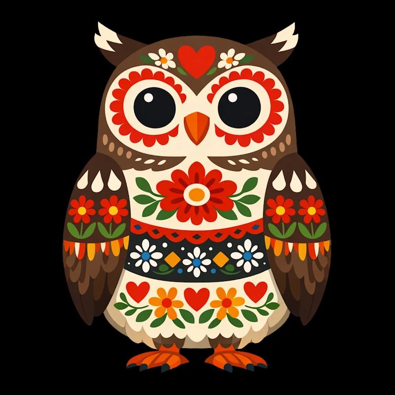 Bunte Eule im Volksstil