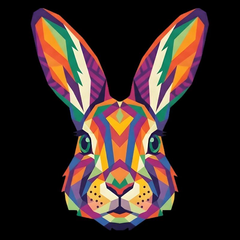 Pop Art géométrique coloré en forme de tête de lapin