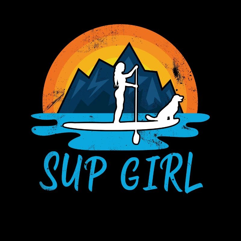 Paddleboarding Sup Girl Dog Retro Gift