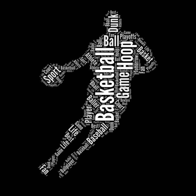Basketball Player Word Shape Boy White