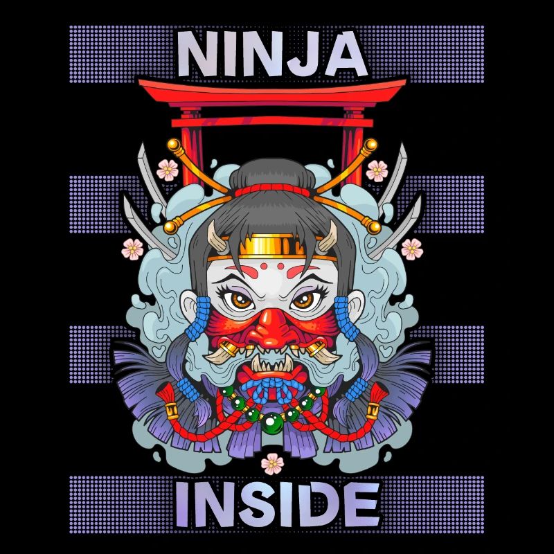 Ninja-Girl Japan, Comic Style Spruch Ninja-Inside