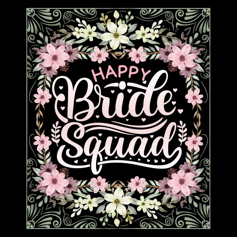 Happy-Bride-Squad, Team Bride, Saying, Calligraphy