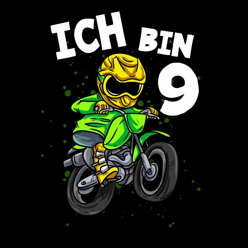 Ich bin 9 Jahre Cross Motorrad 9. Geburtstag