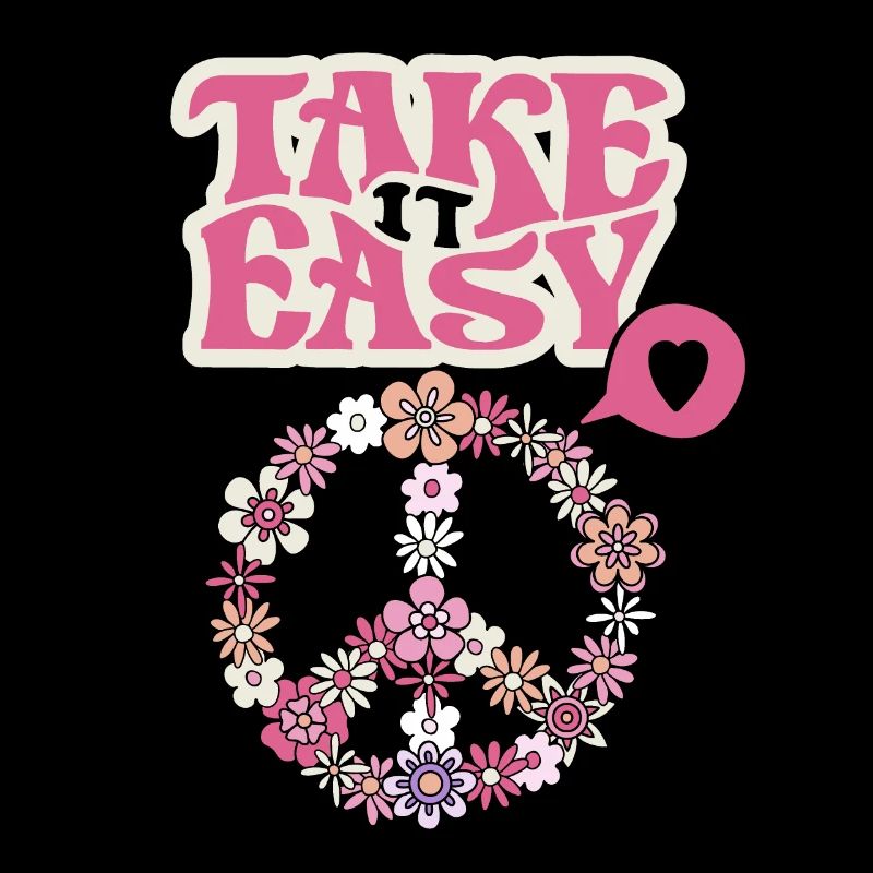 Frieden-Symbol mit Blumen Take-it-Easy Groovy-Stil