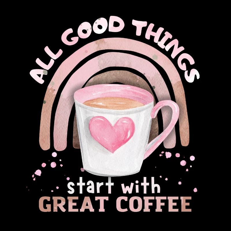 Kaffee, Kaffeetasse mit Regenbogen und Herz Spruch