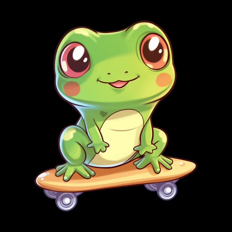 Frosch auf einem Skateboard