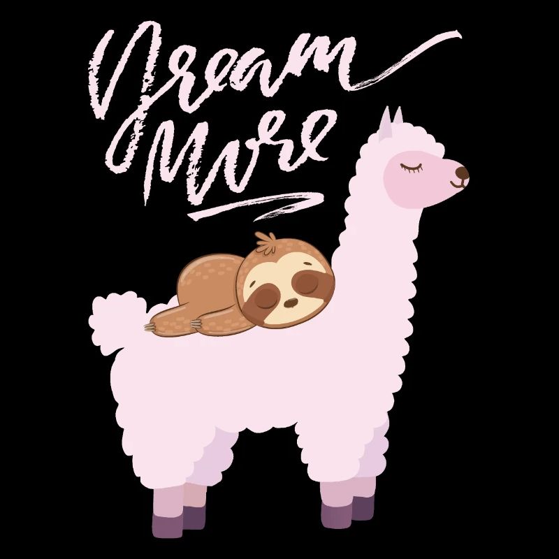 Lama-Llama mit Faultier, Sloth müde, Comic Spruch